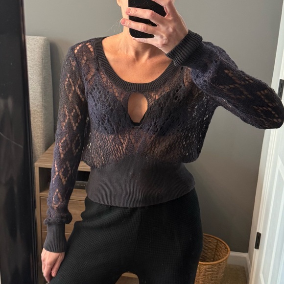 Free People Lace Knit Sweater with Cutouts - Picture 5 of 7